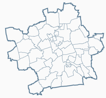 Übersichtskarte der Landeshauptstadt Erfurt und deren räumlichen Gliederung in Stadtteile