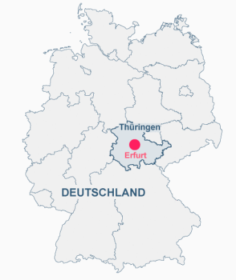 Darstellung der zentralen Lage von Erfurt in Deutschland