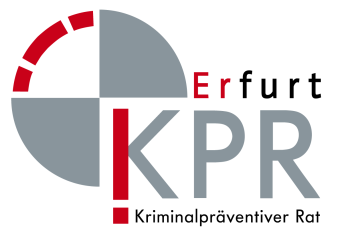 Wort-Bild-Marke: Kreissegmente mit Schriftzug KPR Kriminalpräventiver Rat Erfurt