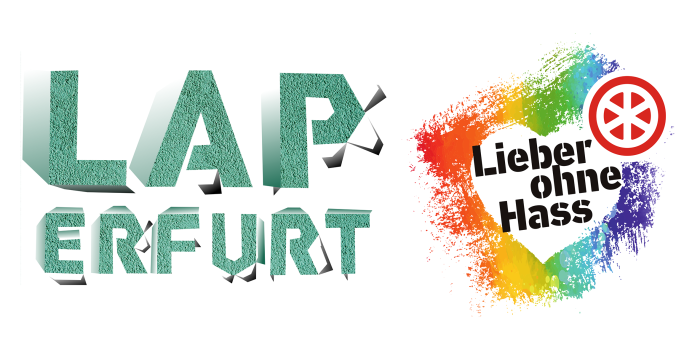 Schriftzug: Lieber ohne Hass - LAP Erfurt