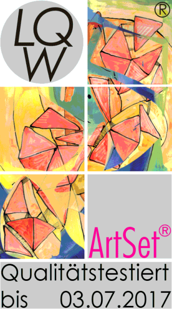 Grafik: LQW-Artset-Logo © ArtSet Schriftzug LQW und Artset mit Fliesen