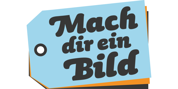 Schriftzug "Mach dir ein Bild" auf symbolisierten Adressanhänger