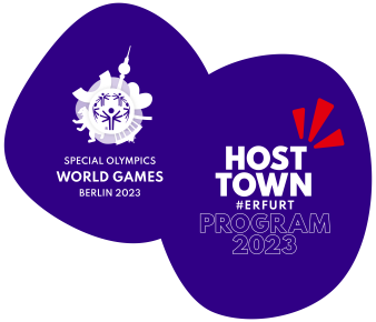 Logo der Stadt Erfurt als Host Town der Special Olympics 2023. 