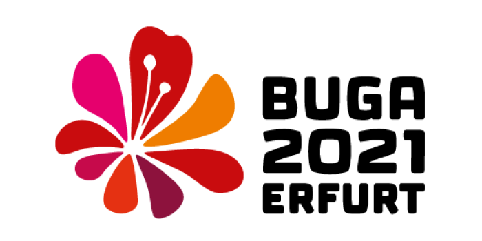 Grafik: Logo Buga Erfurt 2021 © Buga Erfurt 2021 gGmbH Logo mit der Aufschrift Erfurt Buga 2021