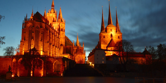 Erfurter Dom und Severi-Kiche bei Nacht