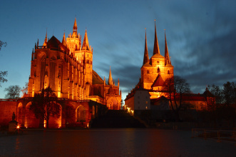 Erfurter Dom und Severi-Kiche bei Nacht