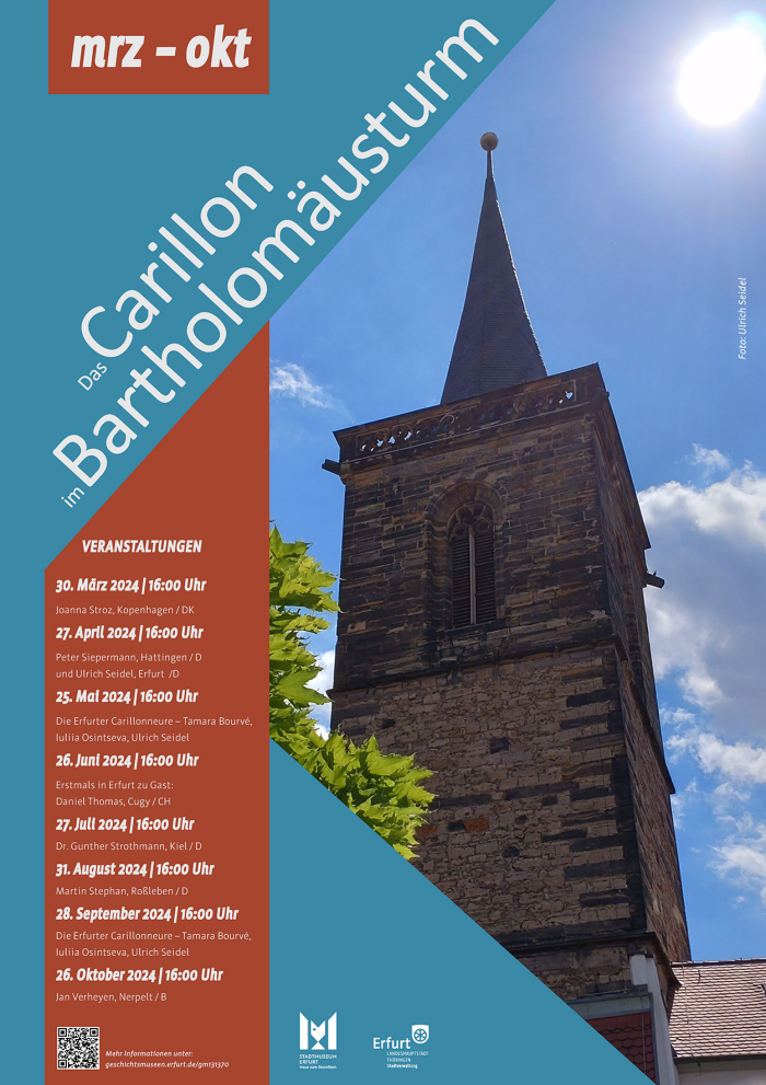 Plakat Carillon-KOnzerte 2024 Plakat darauf der Turm und die Informationen zu den Konzerten