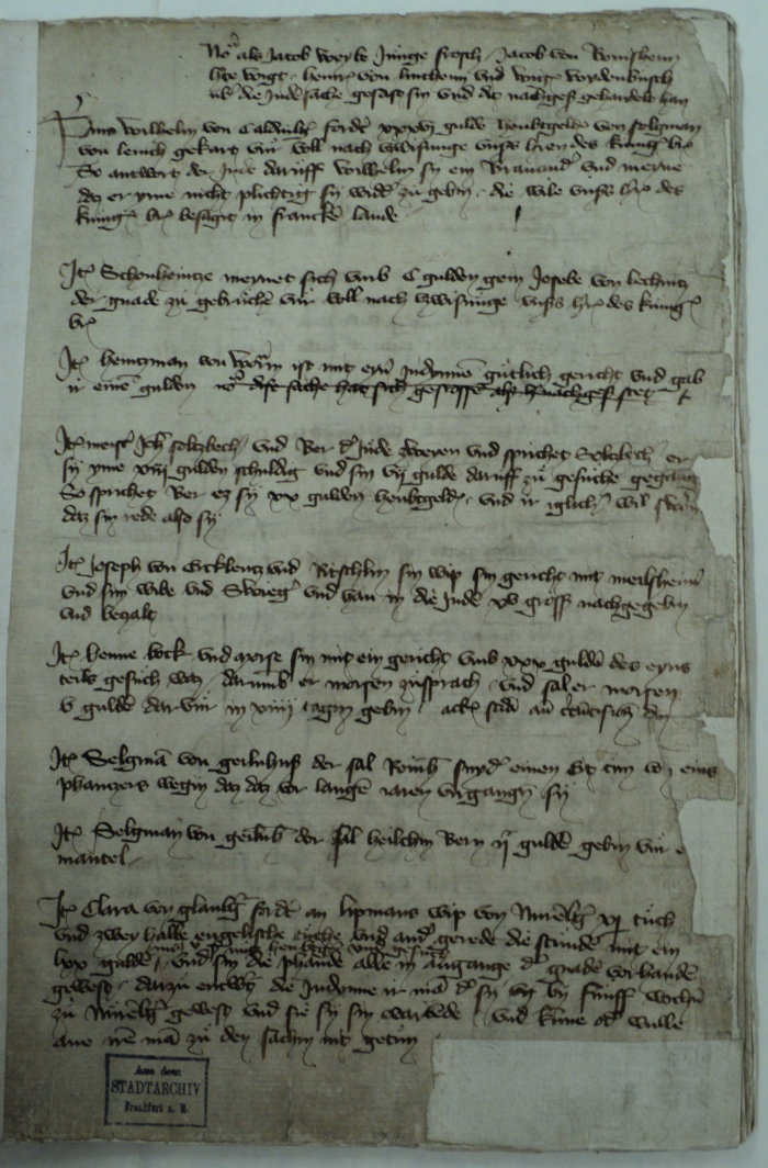 Protokoll zur Judenschuldentilgung 1390/91 handschriftliches Protokoll