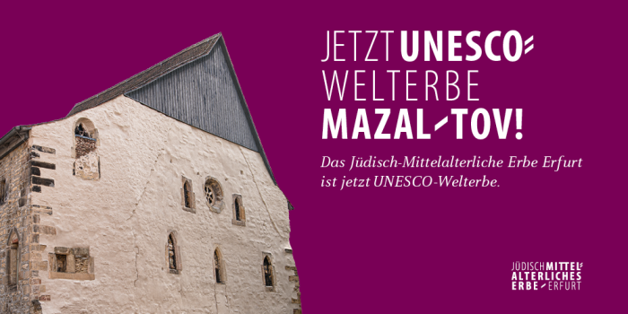 Grafik mit Schriftzug "Jetzt Unesco-Welterbe. Mazal Tov!"