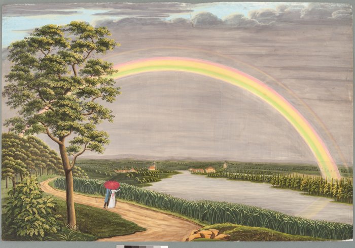 Bartholomäus Bellermann: „Aus dem Steigerwalde nach den Drei Gleichen“, um 1810 Landschaftsgemälde