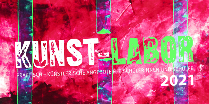 Kunst-Labor 2021 buntes Plakat mit Schriftzug "Kunst-Labor"