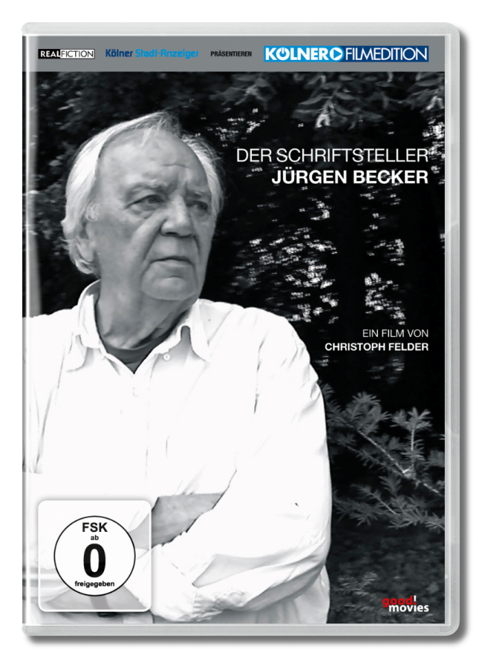 Schwarz Weißes DVD Cover mit Foto eines alten Mannes im weißen Hemd und Schrift