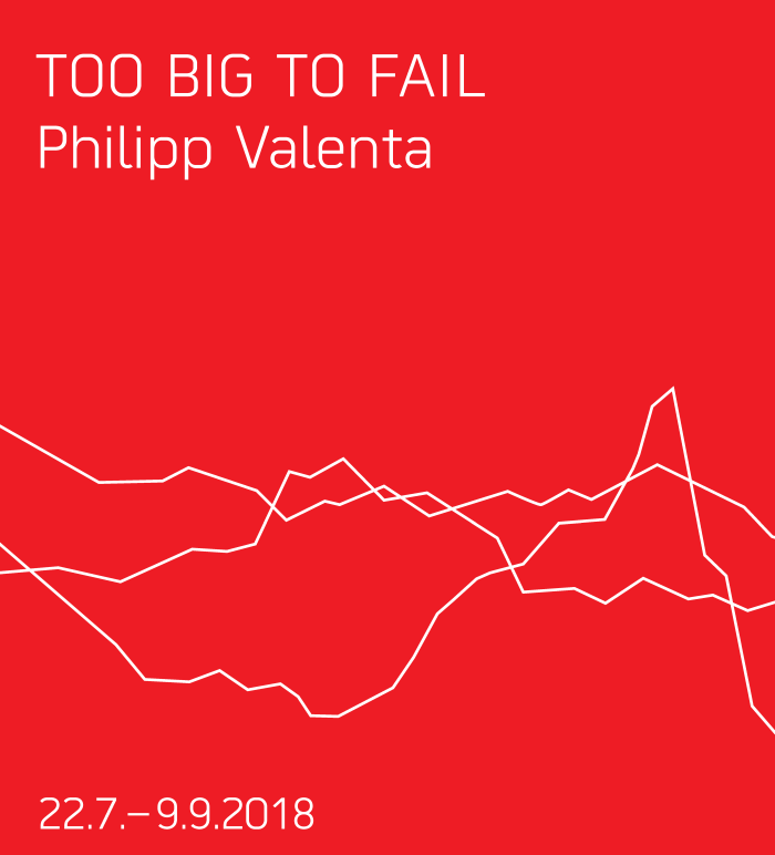 Valenta: Too Big To Fail (Plakatmotiv) weiße Aktienlinien auf rotem Grund
