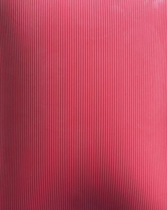 Foto: Gala Goebel, Bauch 8, 2017, C-Prints, je 30×24 cm © Gala Goebel Roter Hintergrund mit zahlreichen vertikalen Streifen
