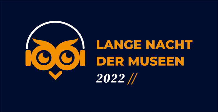 eine stilisierte Eule mit Kopfhörern und der Schrift: Lange Nacht der Museen 2022