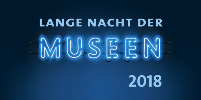 Foto: Lange Nacht der Museen 2018 © Stadtverwaltung Erfurt Schriftzug Lange Nacht der Museen 2018 auf blauen Grund