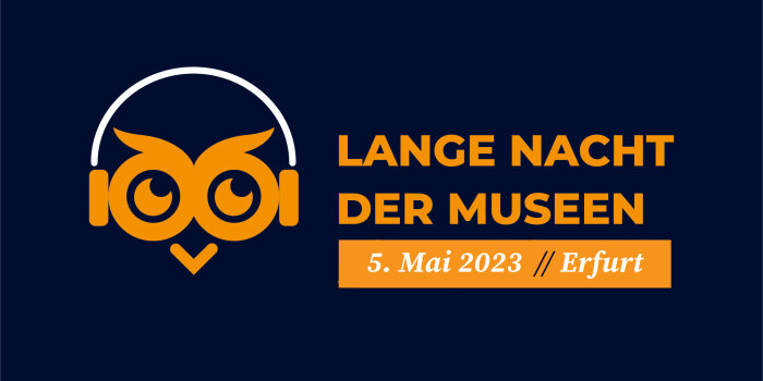Foto: Logo Lange Nacht der Museen 2023 © Stadtverwaltung Erfurt Grafik der Langen Nacht der Museen am 5. Mai 2023 in Erfurt