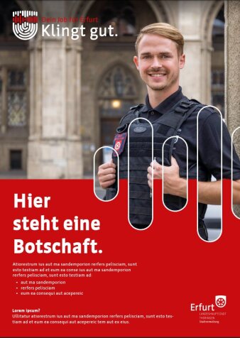 Die Grafik zeigt ein Beispiel für ein mögliches Plakat im Rahmen der Personalmarketingkampagne.