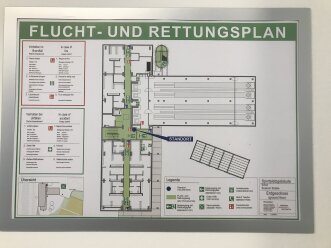 Veranstaltungsort: Sportzentrum Essener Straße - Flucht- und Rettungsplan Das Bild zeigt den Flucht- und Rettungsplan unseres Veranstaltungsortes Essener Straße.