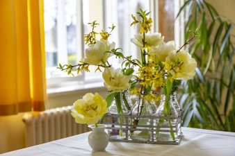 kleine Blumen in Vasen