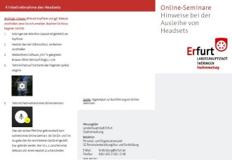 Hinweise bei der Ausleihe von Headsets Hinweise bei der Ausleihe von Headsets zu unseren Online-Seminaren